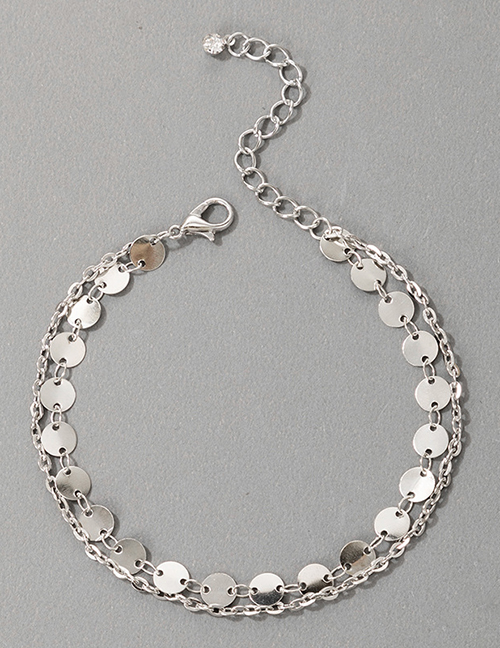 Fashion Silver Color Disc Chain Anklet