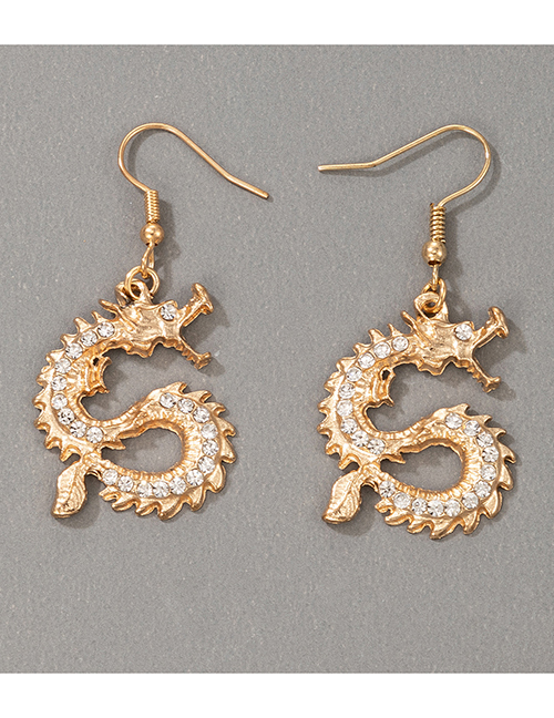 Fashion Gold Color Metal Dragon Stud Earrings