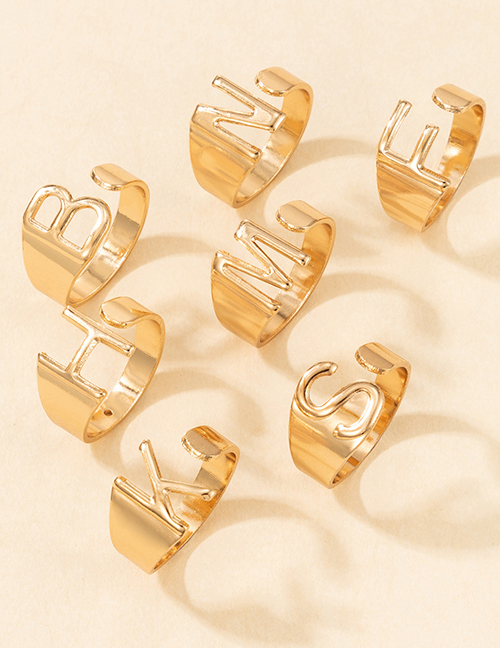 Fashion Gold Color English Alphabet 7-piece Ring