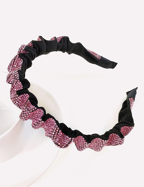 Fashion Pink Full Drill Pleated Headband