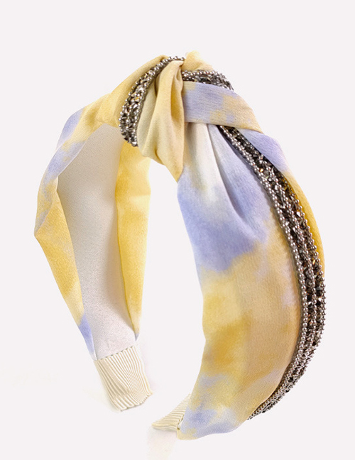 Fashion Yellow Fabric Tie-dye Knotted Headband