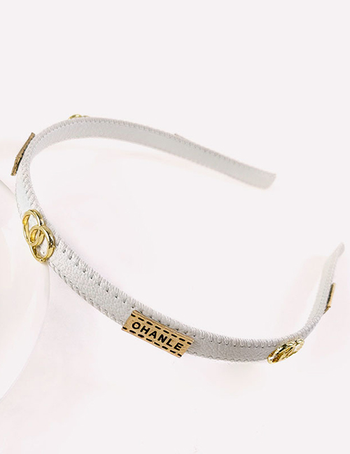 Fashion White Leather Letter Headband