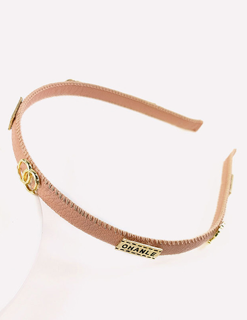 Fashion Light Pink Leather Letter Headband