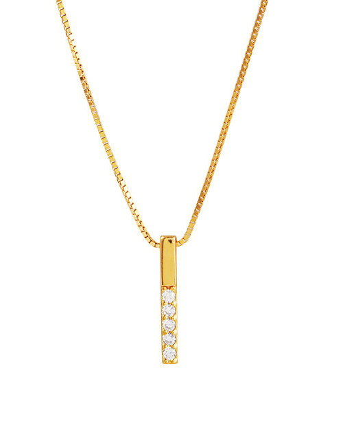Fashion Gold Color Geometric Diamond Chain Necklace