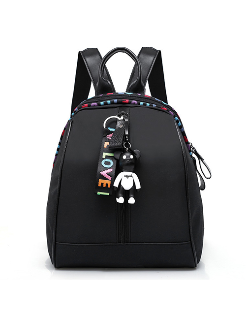 Fashion Black Oxford Cloth Alphabet Ribbon Backpack