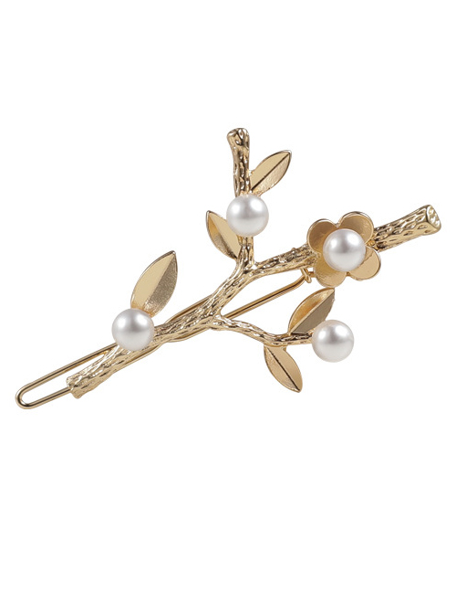 Fashion Gold Color Metal Branch Flower Hairpin