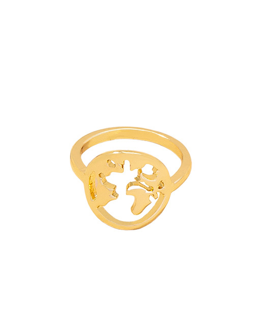 Fashion R433-gold Metal Map Ring