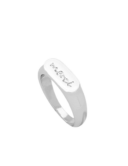Fashion R467-silver Color Metal Geometric Letter Ring
