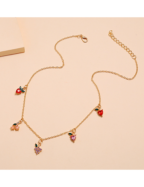 Fashion Gold Color Diamond Fruit Tassel Necklace