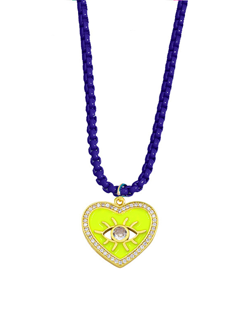 Fashion Deep Purple + Fluorescent Green Dripping Love Eye Necklace