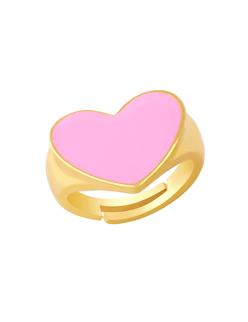 Fashion Pink Drop Oil Big Love Open Ring