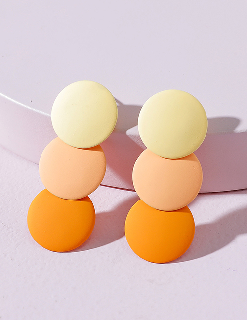 Fashion Yellow Gradient Gradient Spray Paint Disc Earrings