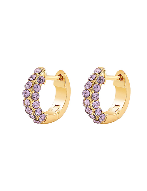 Fashion Purple Color Zircon Turquoise Ear Ring