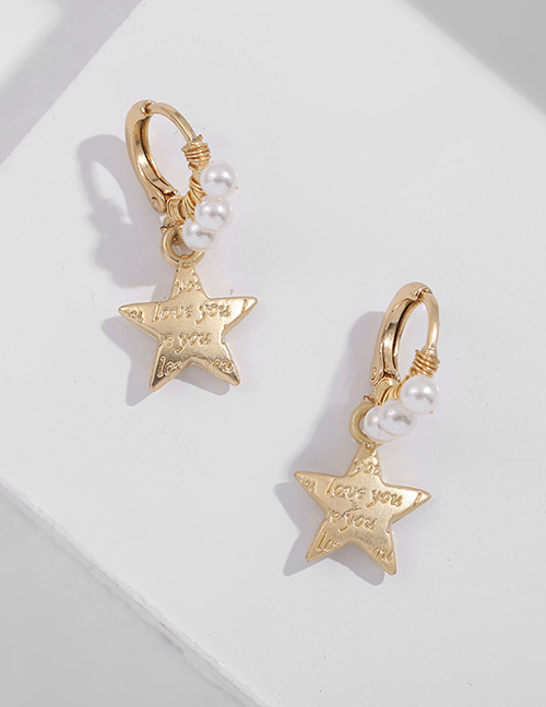 Fashion Golden Alloy Star Hollow Rice Bead Winding Ear Ring