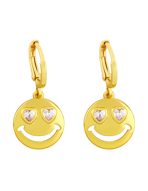 Fashion White Diamond-studded Peach Heart Eyes Expression Earrings