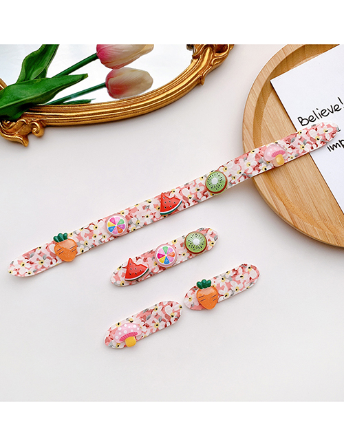 Fashion 4-piece Pink Carrot Set Children's Printed Fruit Velcro Headband