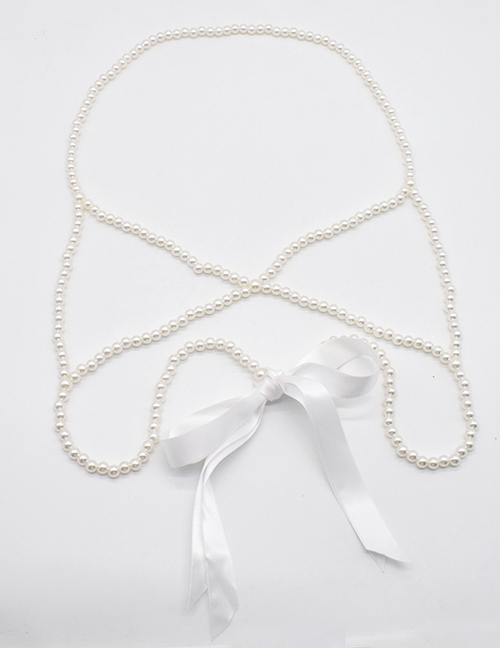 Fashion Pearl Pearl Cross Bow Body Chain