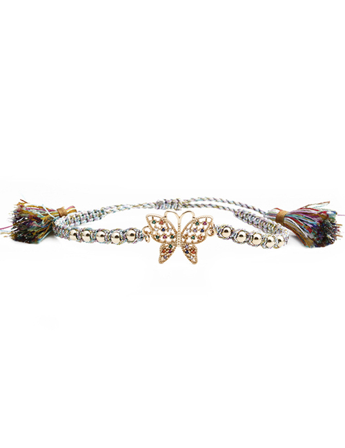 Fashion Color Color Zirconium Butterfly Beaded Tassel Bracelet