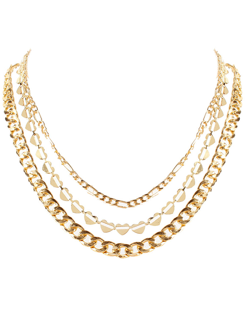 Fashion Golden Alloy Love Multilayer Chain Necklace