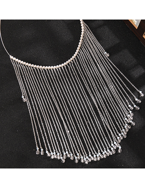 Fashion Silver Pearl Concealing Fringe Curtain