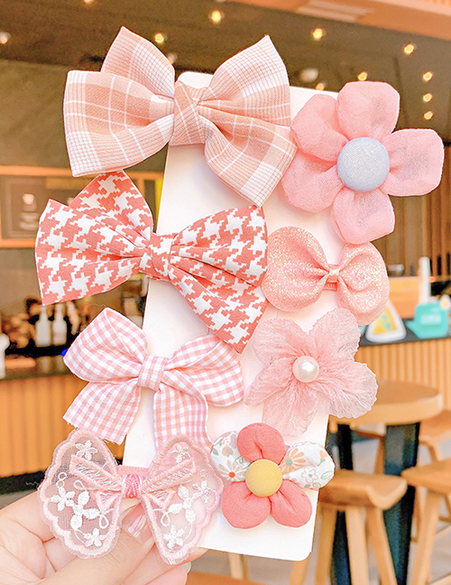 Fashion 14#pink Bowknot Hairpin 8 Piece Set Children's Flower Bow Hairpin