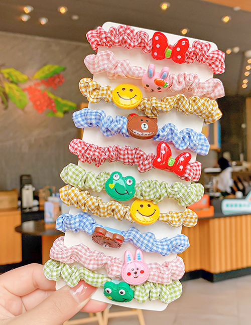 Fashion 9# Butterfly 10-piece Set Children's Plaid Animal Hair Tie