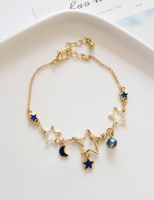 Fashion Blue Big And Small Stars And Moon Bracelet