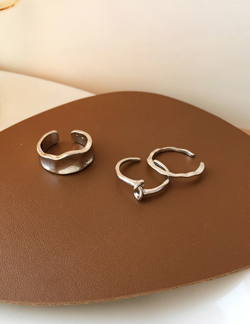 Fashion Set Of Silver Three-piece Metal Knotted Irregular Ring