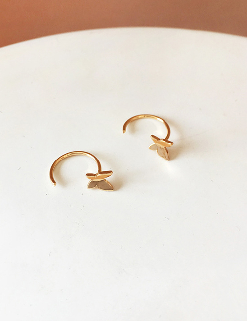 Fashion Golden Metal Butterfly C-shaped Earrings