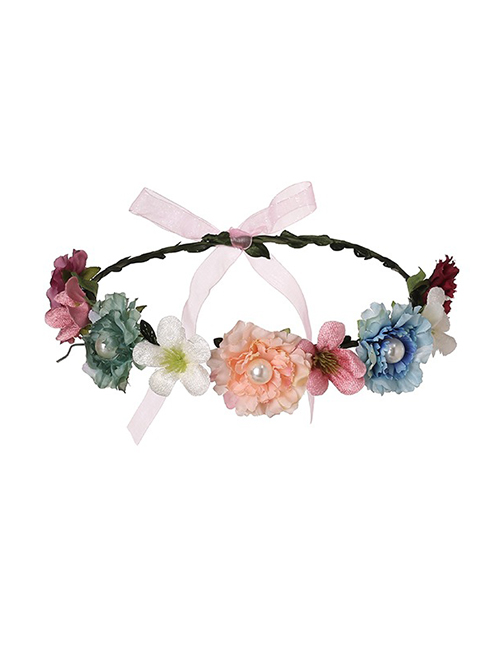 Fashion Color Mixing Fabric Pearl Flower Streamer Garland