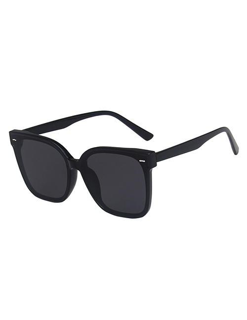 Fashion Bright Black All Gray Square Rice Nail Sunglasses