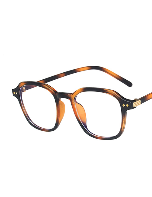 Fashion Leopard Print Square Rice Nail Flat Glasses