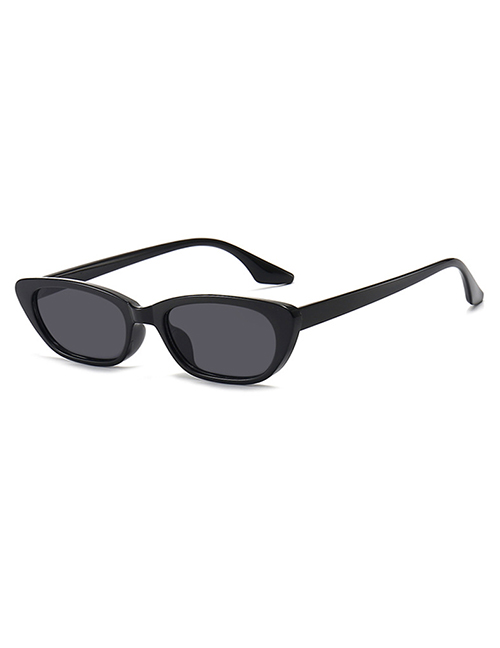 Fashion Bright Black All Gray Small Frame Sunglasses