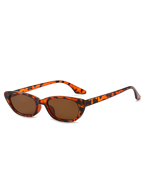 Fashion Leopard Tea Chips Small Frame Sunglasses