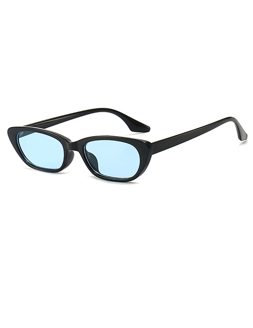 Fashion Bright Black And Blue Film Small Frame Sunglasses