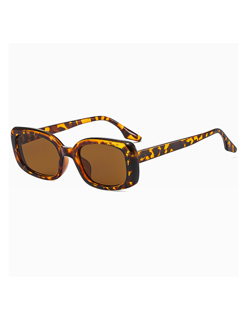 Fashion Leopard Tea Chips Square Shade Sunglasses