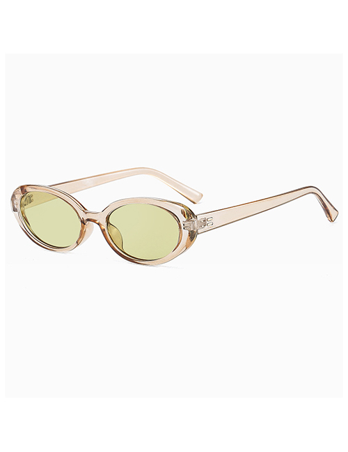 Fashion Champagne Oval Studded Sunglasses
