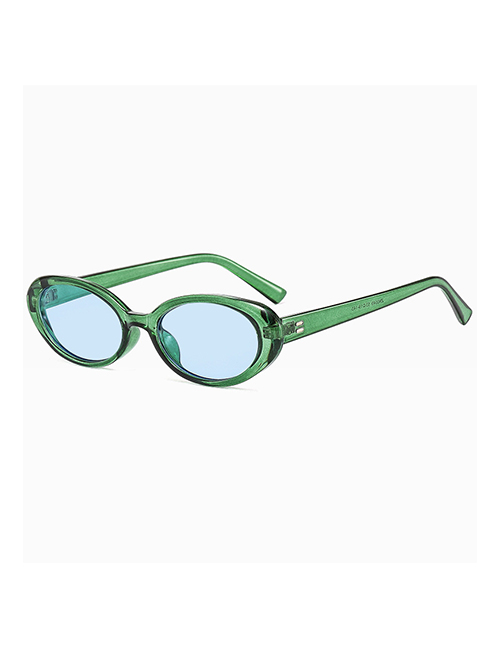 Fashion Transparent Green Oval Studded Sunglasses