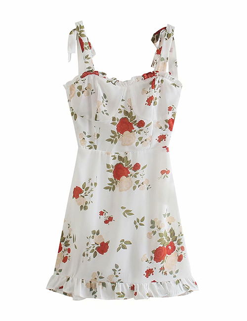 Fashion Photo Color Flower Print Suspender Dress