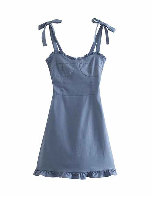 Fashion Blue Sling Strap Dress