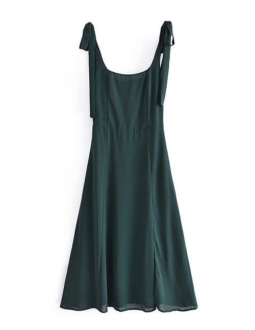 Fashion Green Side Slit Strappy Dress