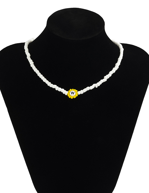 Fashion Necklace Yellow Letter Flower Rice Bead Necklace
