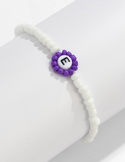 Fashion Bracelet Purple Rice Beads Flower Letter Bracelet