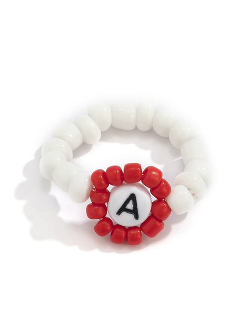 Fashion Ring Red Rice Beads Flower Letter Ring