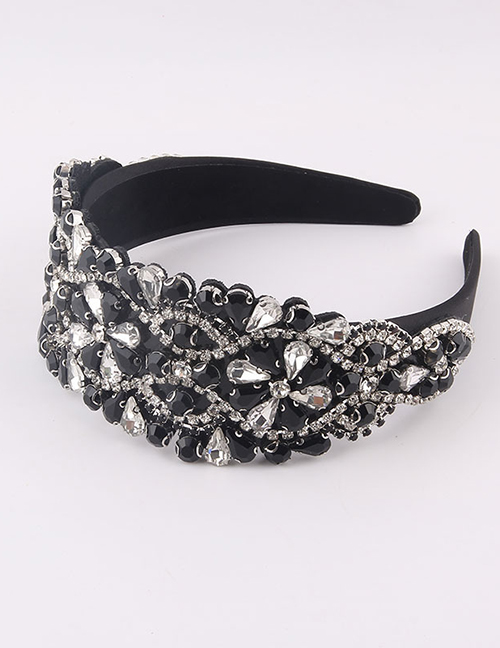 Fashion Black Full Diamond Flower Headband