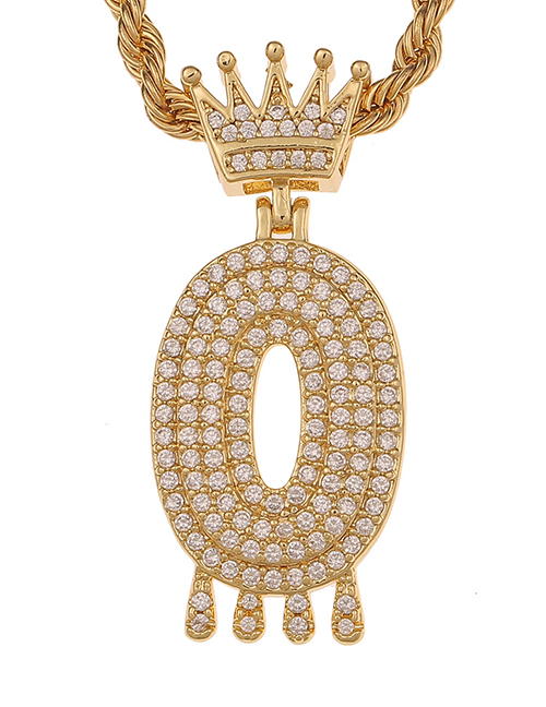 Fashion 10 Copper Micro-inlaid Zirconium Digital Crown Necklace