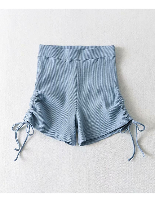 Fashion Blue Drawstring Slim Shorts