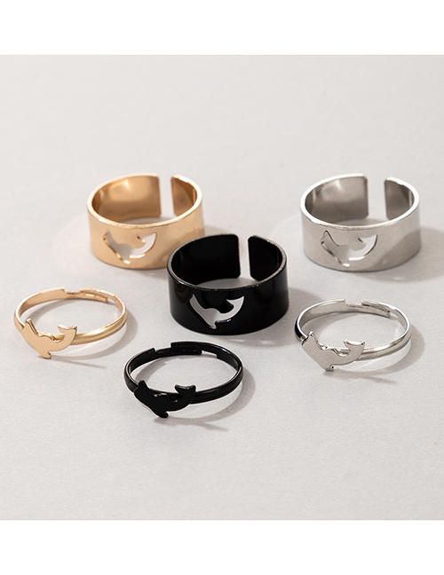 Fashion Dolphin Hollow Dolphin Ring Set