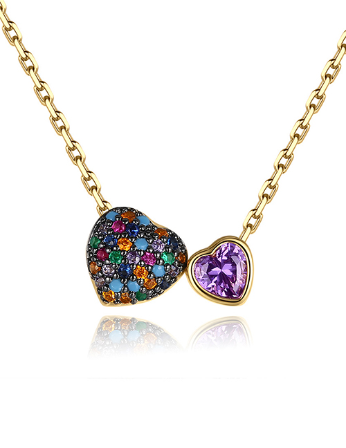 Fashion Golden Love Copper Inlaid Zirconium Necklace