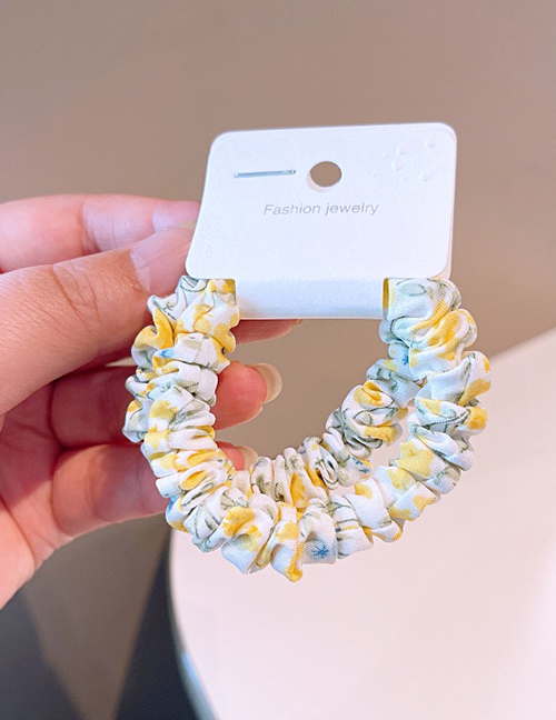 Fashion Yellow Floral 2-piece Floral Pleated Hair Tie